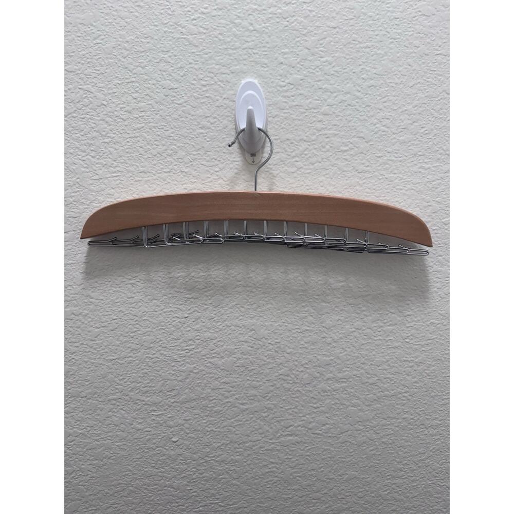 Wood and Steel Space Saving Hanger With Clips for Tank Tops, Ties, Belts